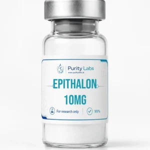 Purity Labs Epithalon10MG research peptide vial on a clean white studio background